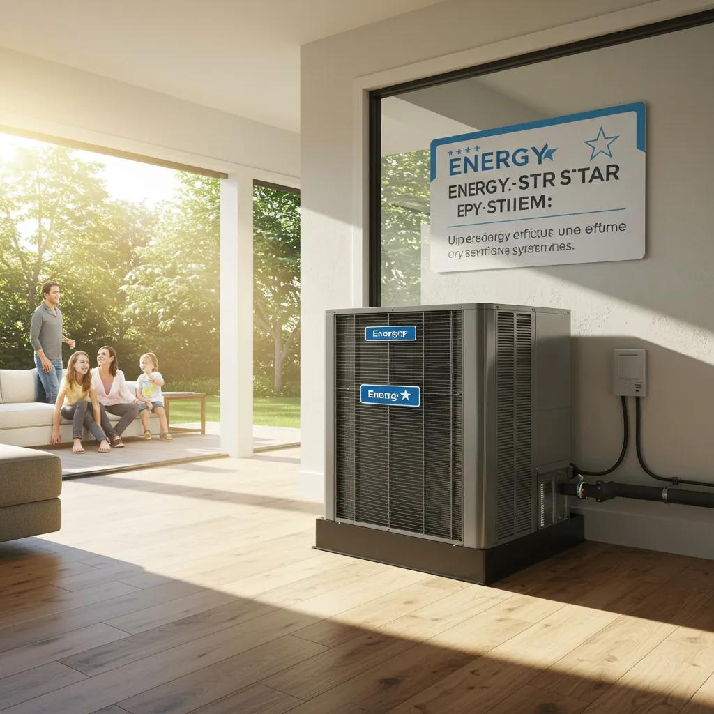 An ENERGY STAR certified HVAC unit installed in a modern home, showcasing energy efficiency and comfort